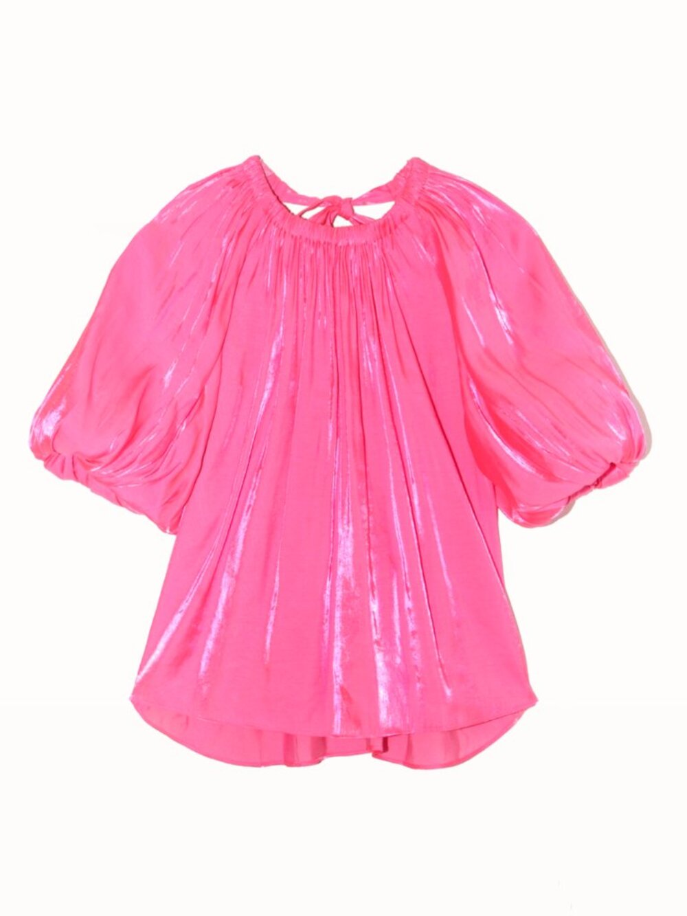 Ulla Johnson Flo Top Dahlia Pink Iridescent Puff Sleeve Size 8